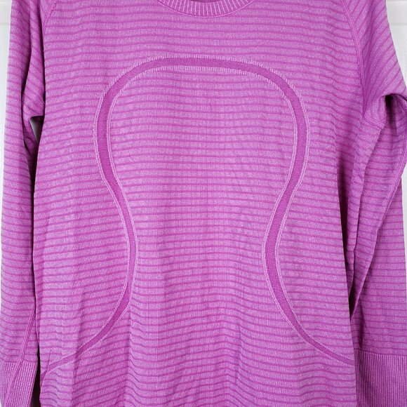 Lululemon swiftly tech long sleeve Pink Striped Size 12 Stretch, Athletic - Picture 2 of 10